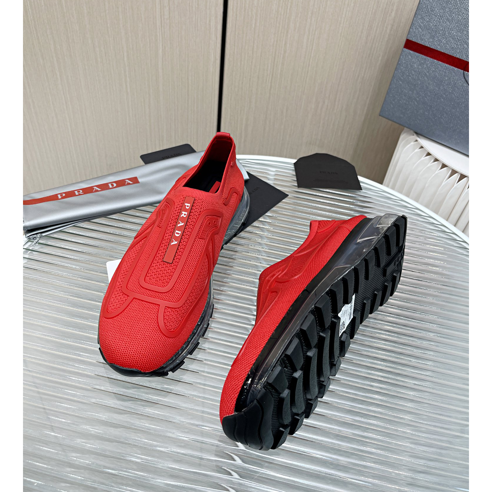 Prada Logo Sneakers In Red - 