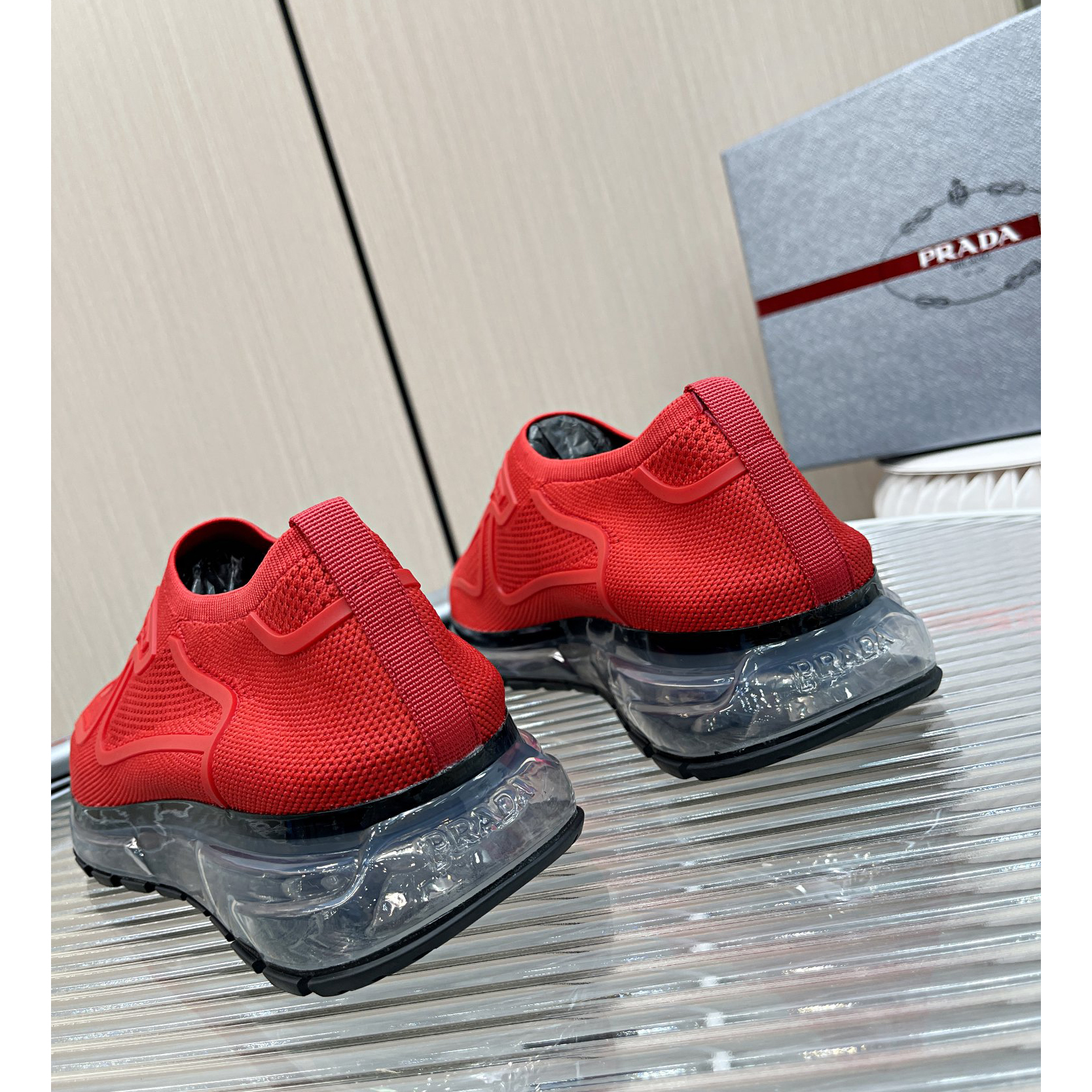 Prada Logo Sneakers In Red - 