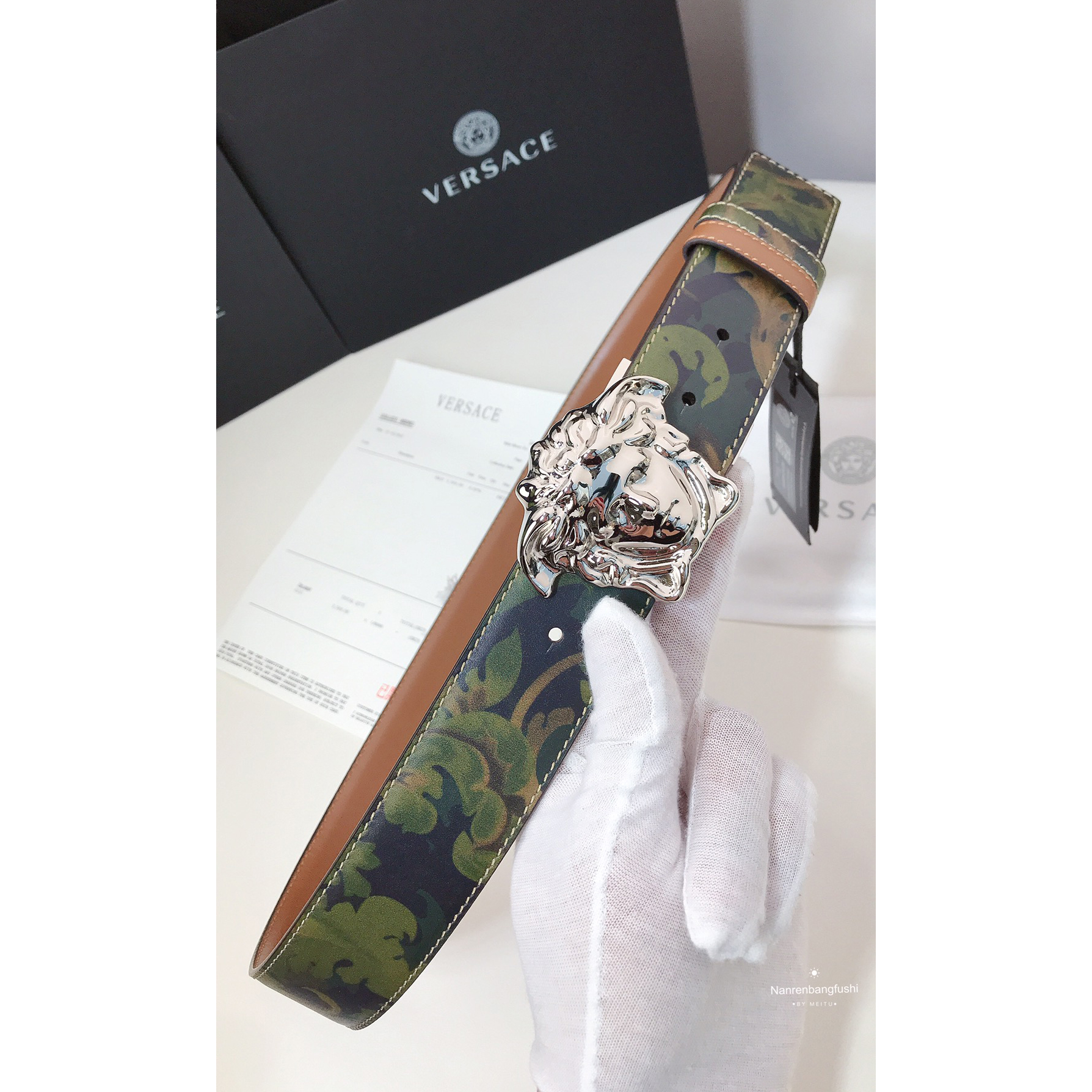 Versace Barocco Print Palazzo 40 MM Belt  - PerfectKickZ