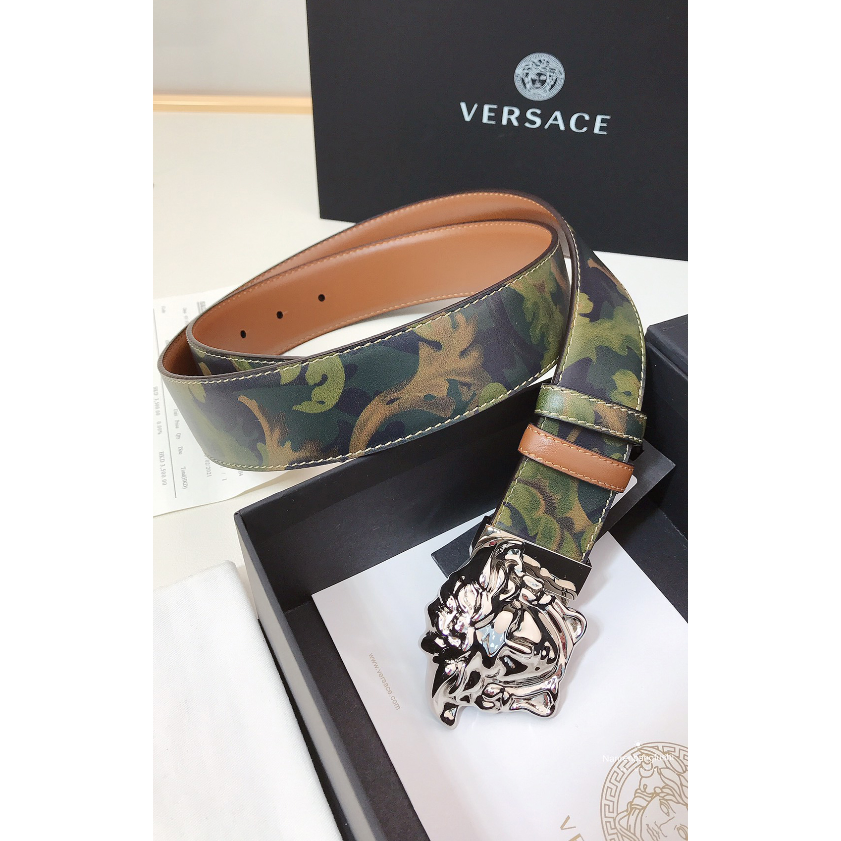 Versace Barocco Print Palazzo 40 MM Belt  - PerfectKickZ