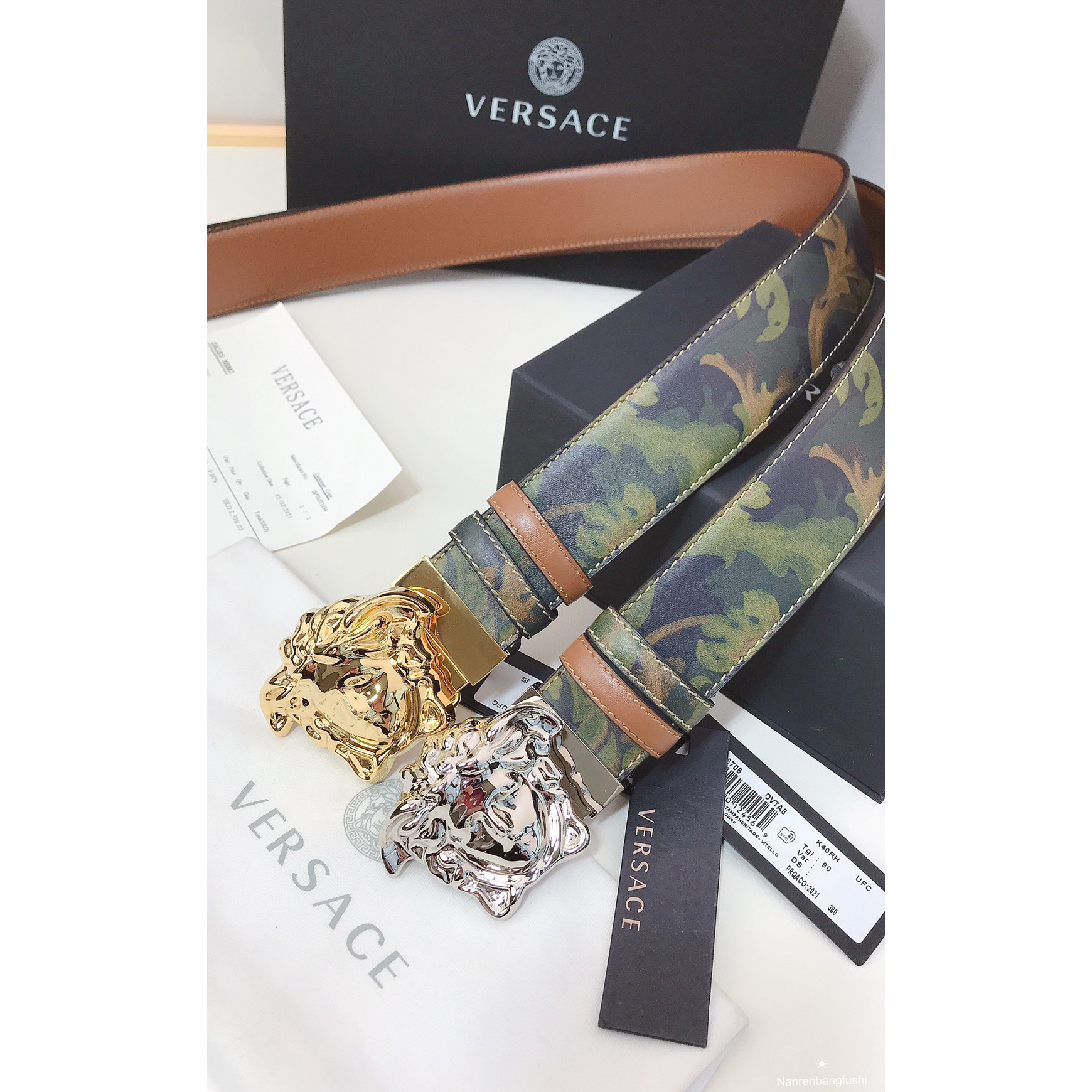 Versace Barocco Print Palazzo 40 MM Belt  - PerfectKickZ