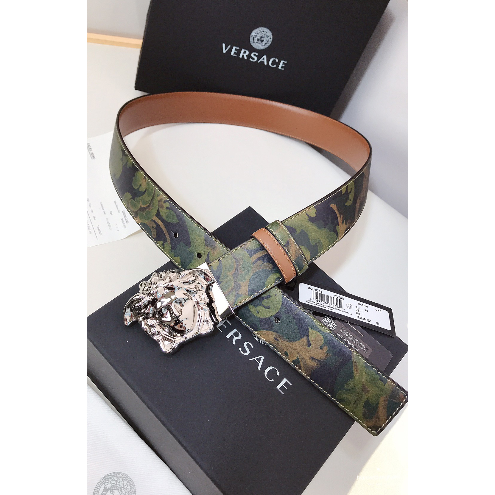Versace Barocco Print Palazzo 40 MM Belt  - PerfectKickZ