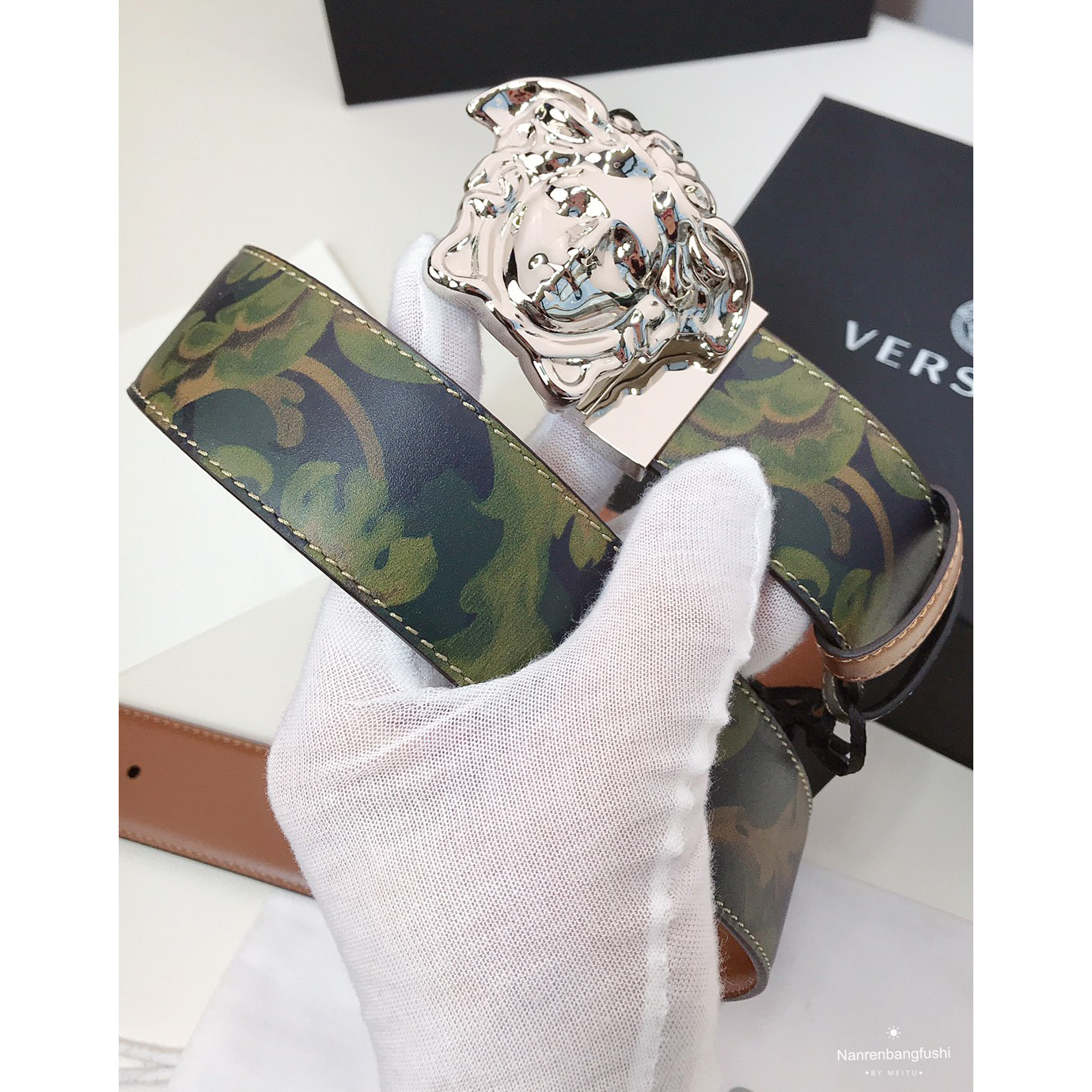Versace Barocco Print Palazzo 40 MM Belt  - PerfectKickZ