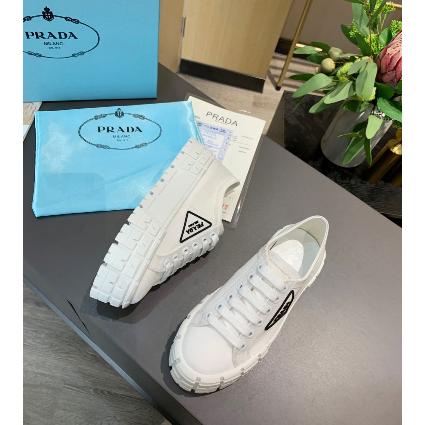 Prada Logo Sneakers In White - PerfectKickZ