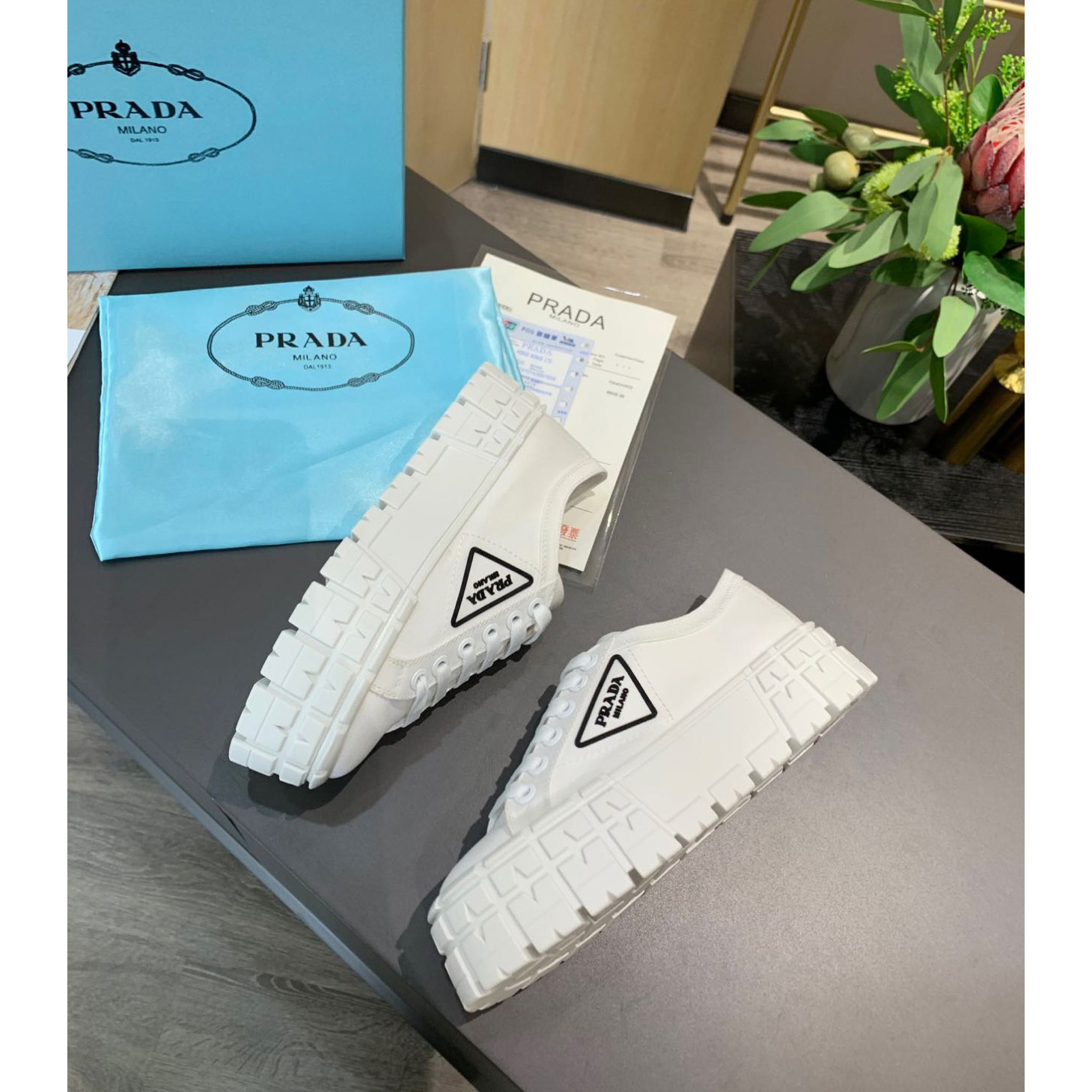 Prada Logo Sneakers In White - PerfectKickZ