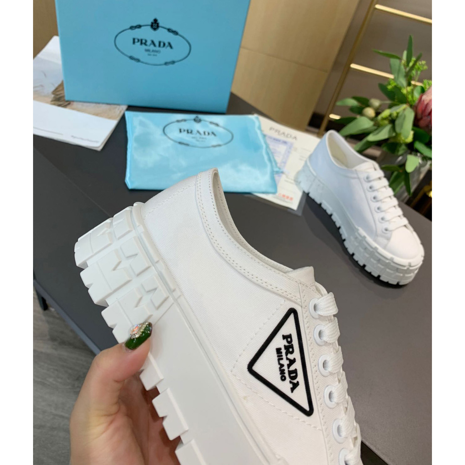 Prada Logo Sneakers In White - PerfectKickZ