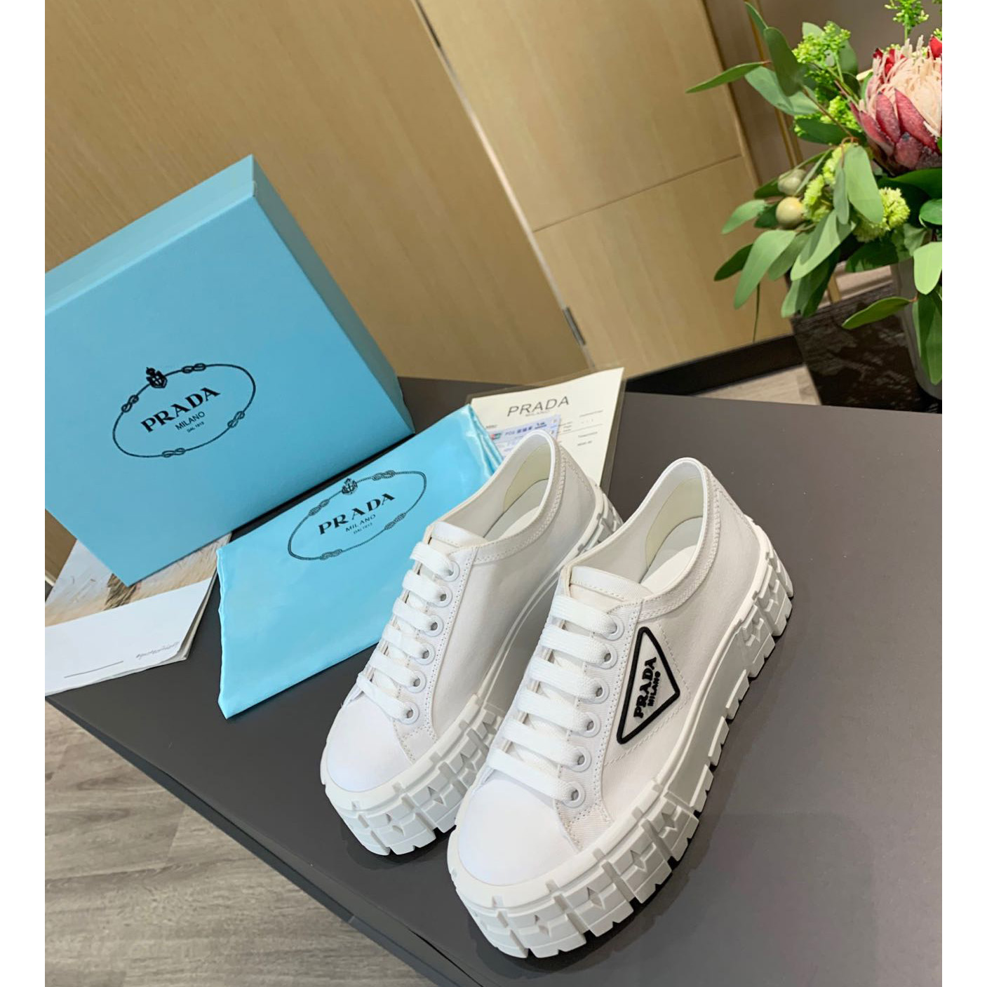 Prada Logo Sneakers In White - PerfectKickZ