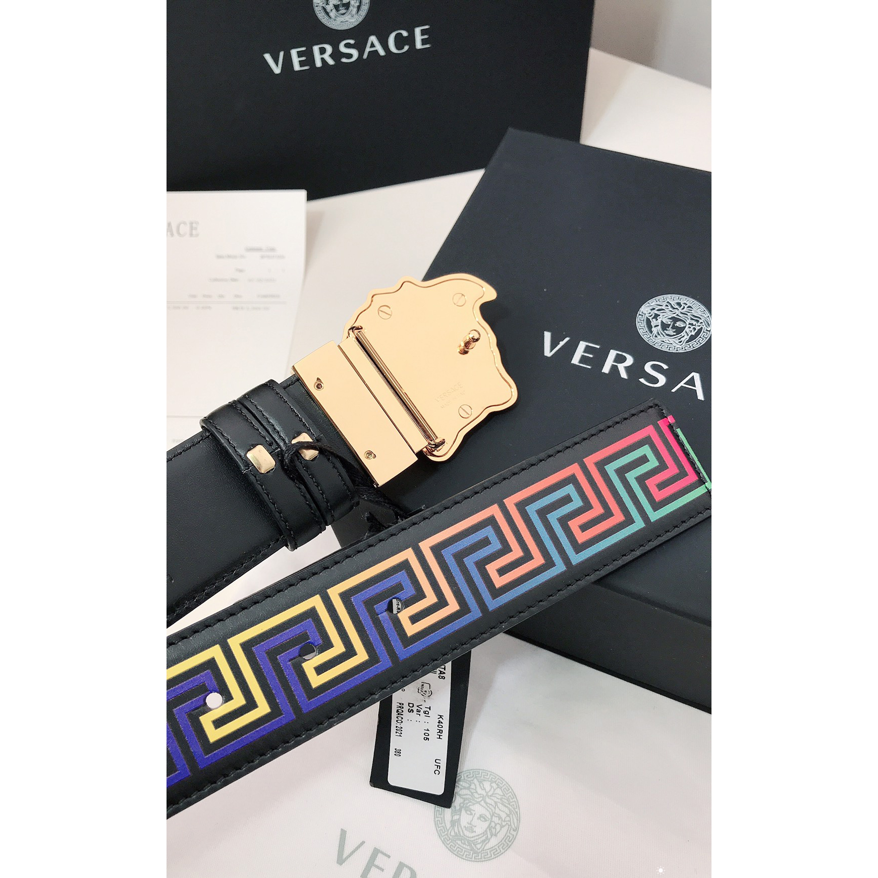 Versace Barocco Print Palazzo 40 MM Belt  - PerfectKickZ