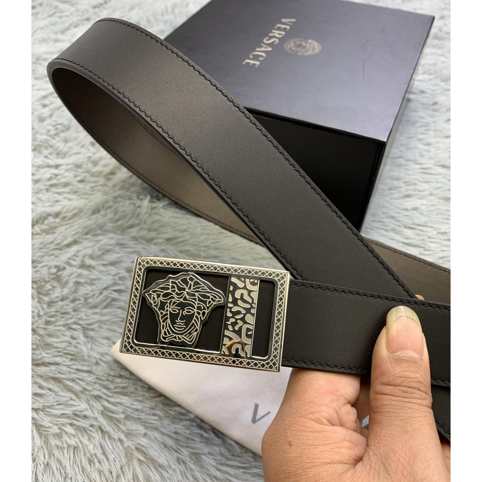 Versace Medusa Head Leather Belt  35mm - PerfectKickZ