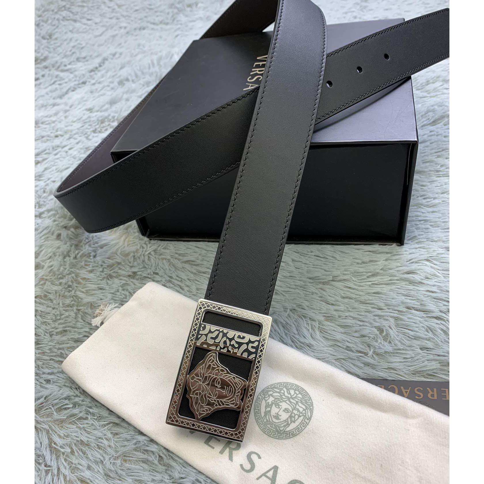 Versace Medusa Head Leather Belt  35mm - PerfectKickZ