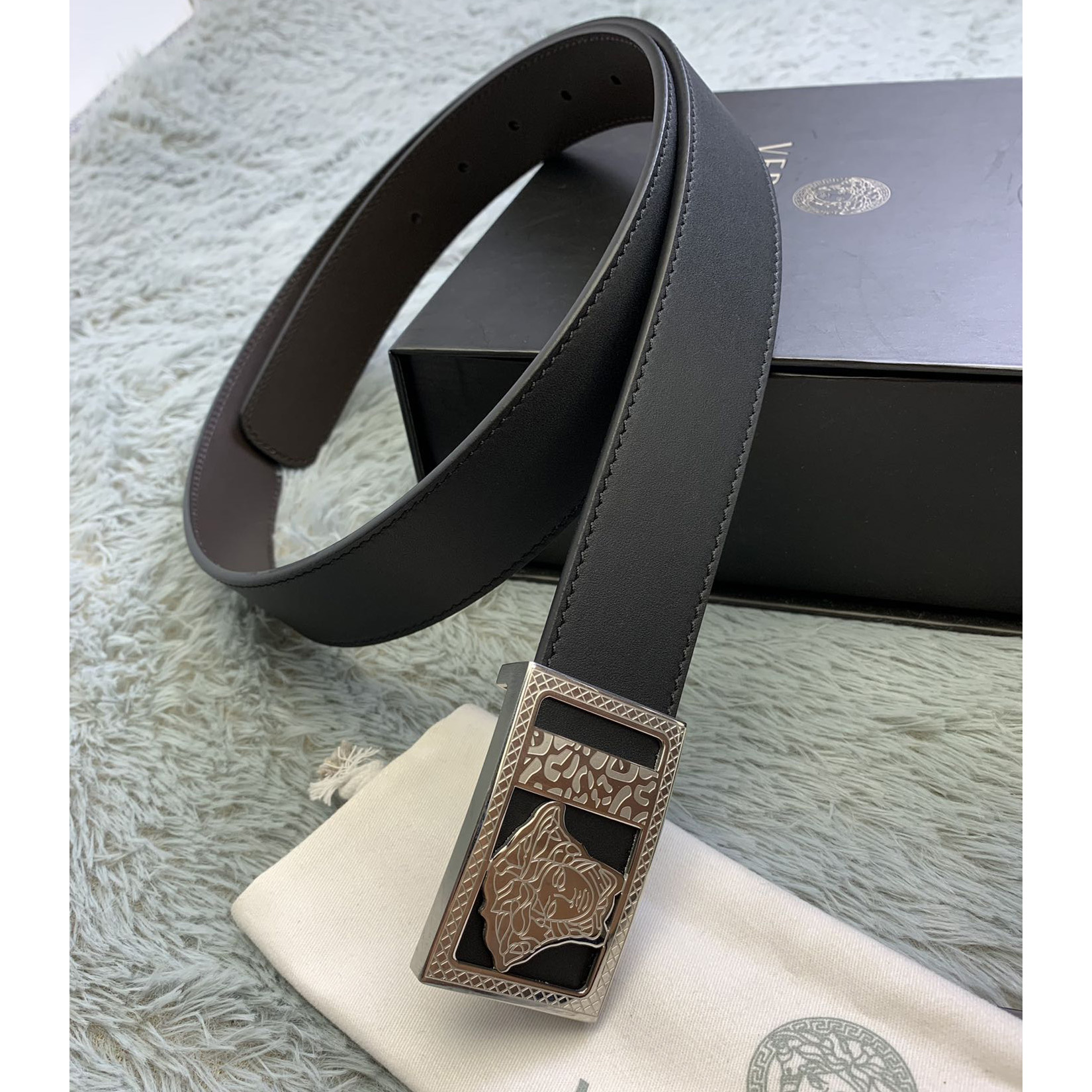 Versace Medusa Head Leather Belt  35mm - PerfectKickZ