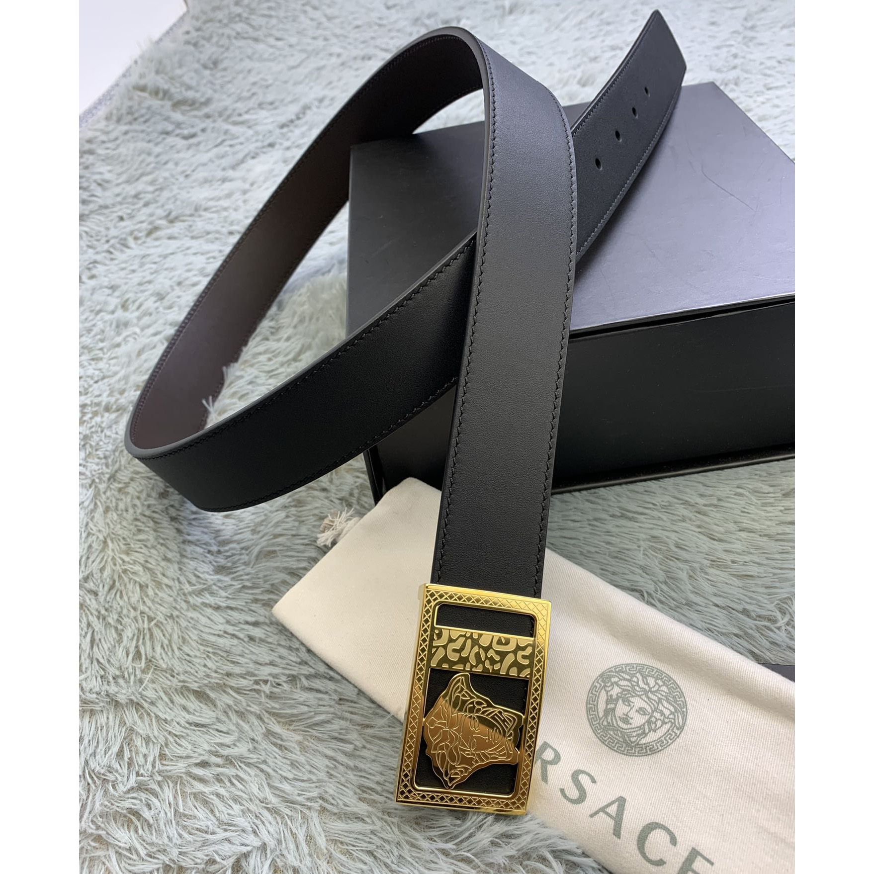 Versace Medusa Head Leather Belt  35mm - PerfectKickZ
