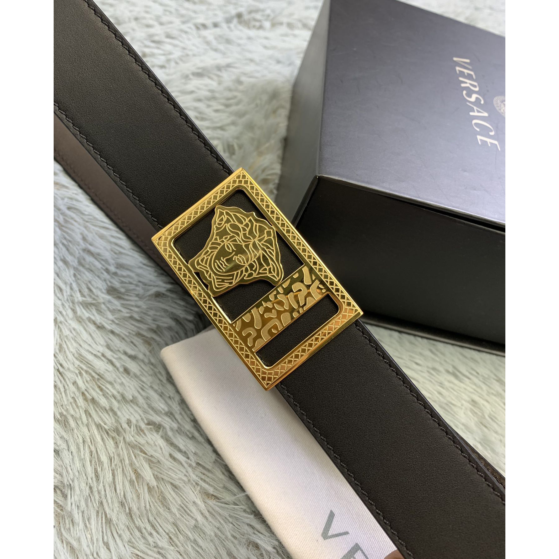 Versace Medusa Head Leather Belt  35mm - PerfectKickZ