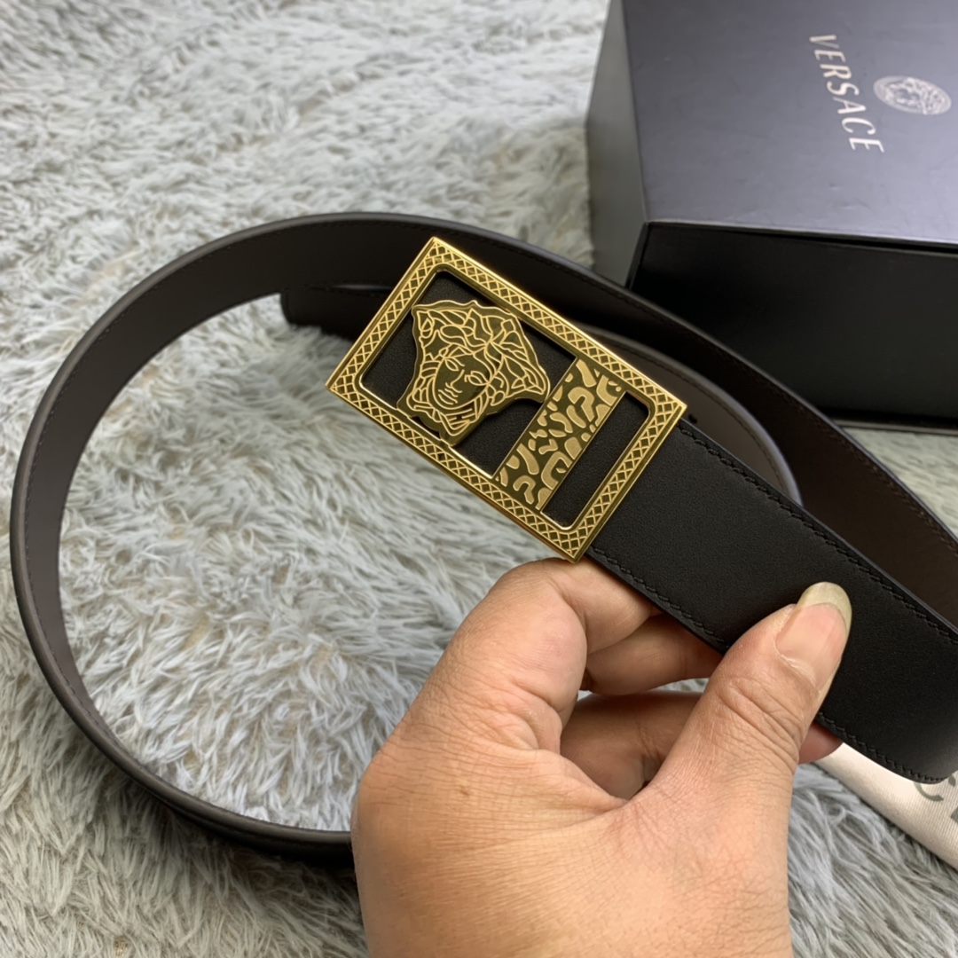 Versace Medusa Head Leather Belt  35mm - PerfectKickZ