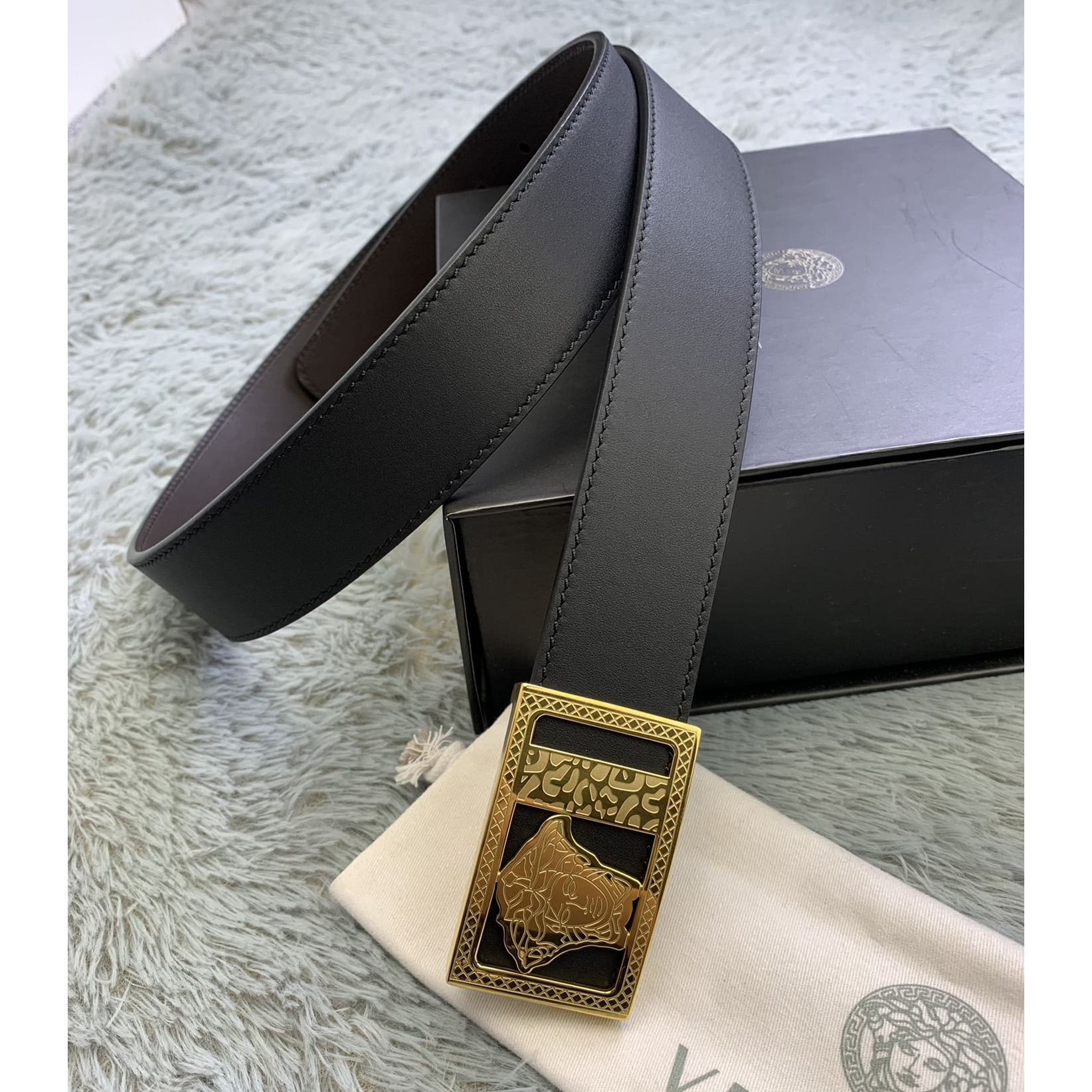 Versace Medusa Head Leather Belt  35mm - PerfectKickZ