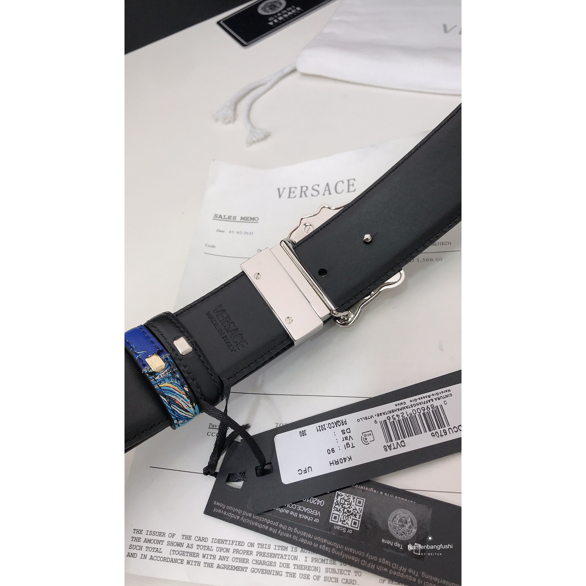 Versace Marine Organism Print 40 MM Belt  - PerfectKickZ