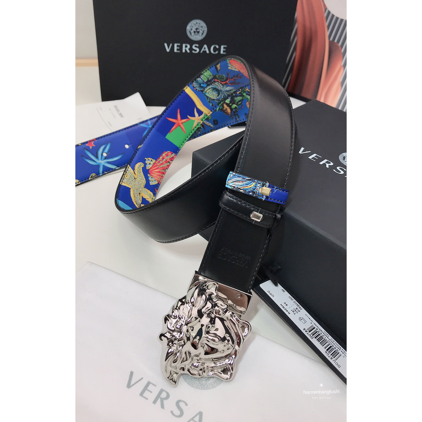 Versace Marine Organism Print 40 MM Belt  - PerfectKickZ
