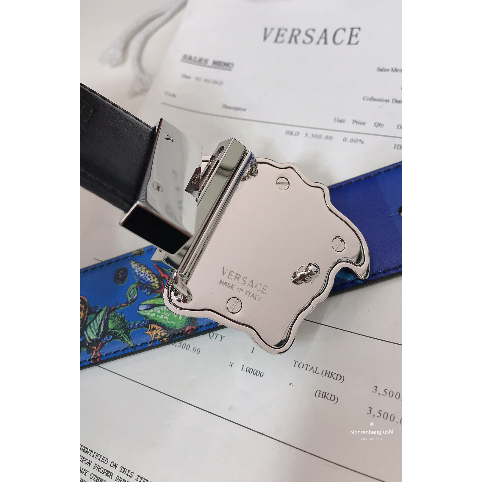 Versace Marine Organism Print 40 MM Belt  - PerfectKickZ