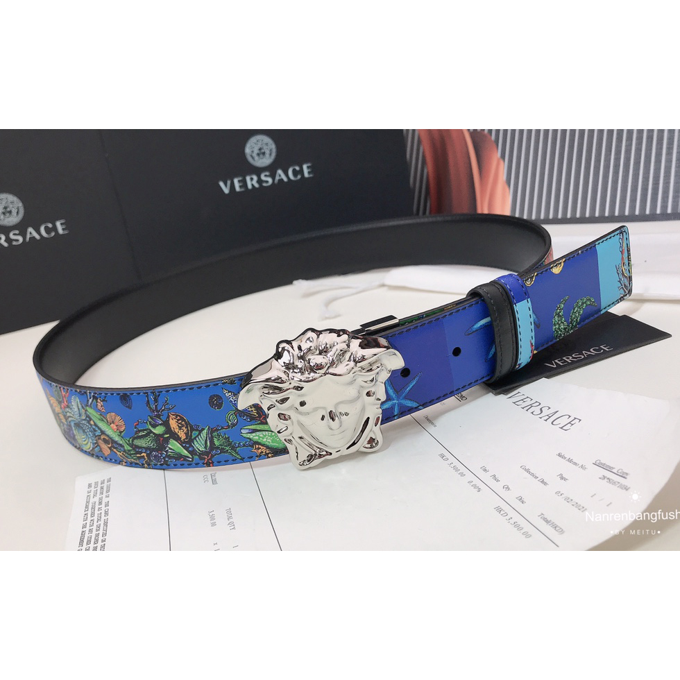 Versace Marine Organism Print 40 MM Belt  - PerfectKickZ