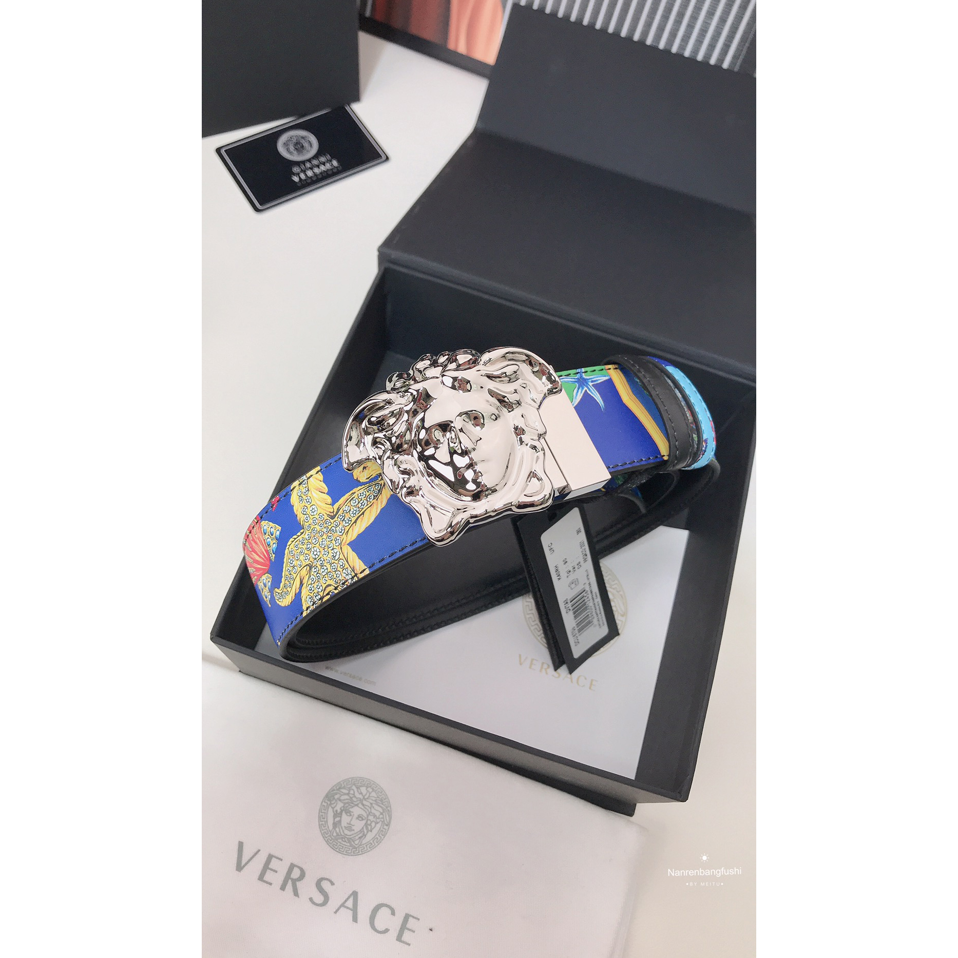 Versace Marine Organism Print 40 MM Belt  - PerfectKickZ