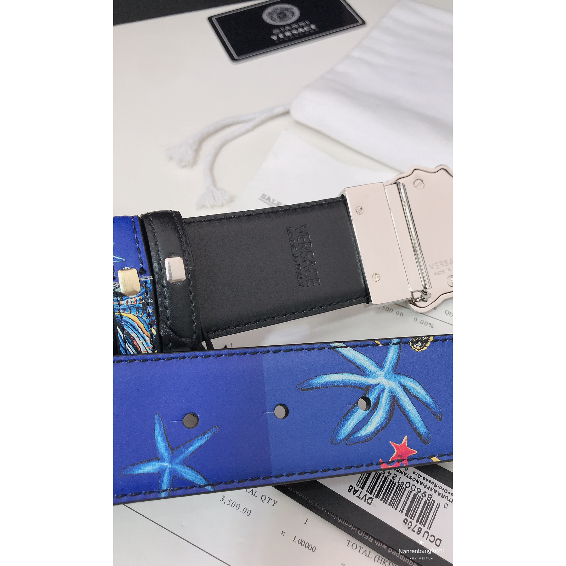 Versace Marine Organism Print 40 MM Belt  - PerfectKickZ