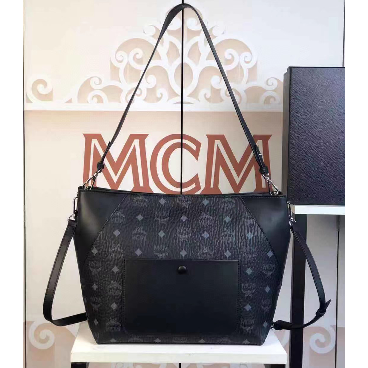 MCM Monogram Print Tote Bag(28-25-14cm) - PerfectKickZ