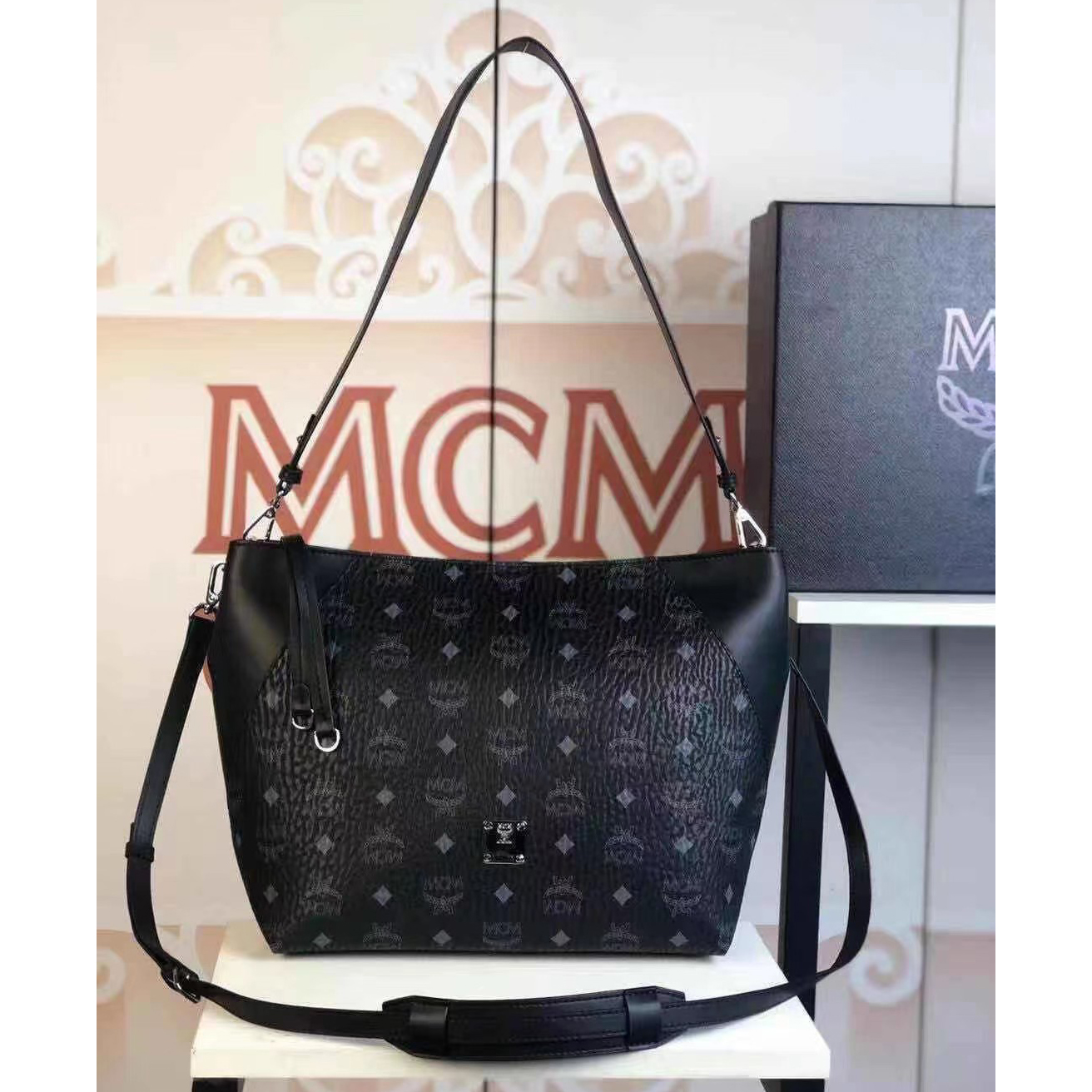 MCM Monogram Print Tote Bag(28-25-14cm) - PerfectKickZ