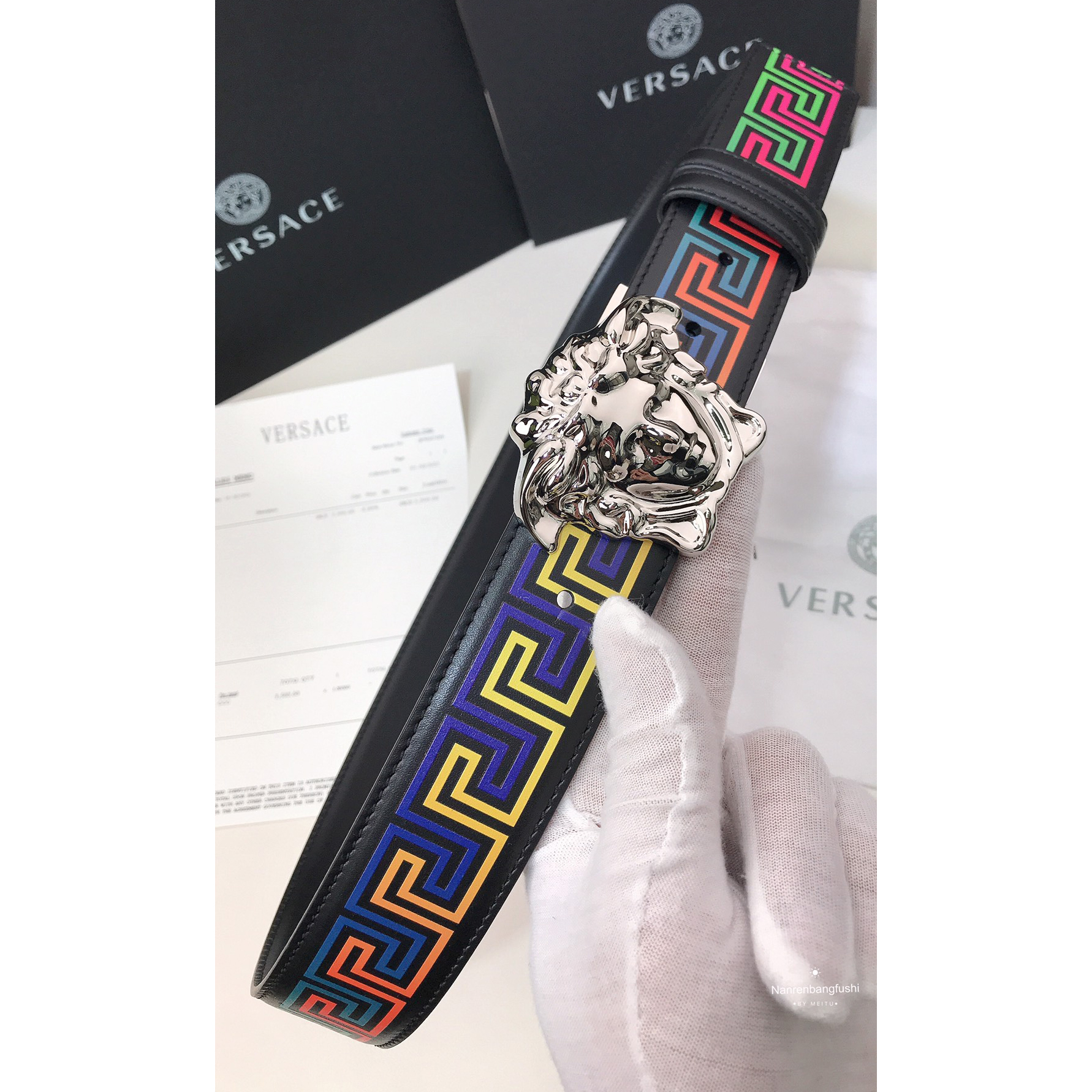 Versace Barocco Print Palazzo 40 MM Belt  - PerfectKickZ