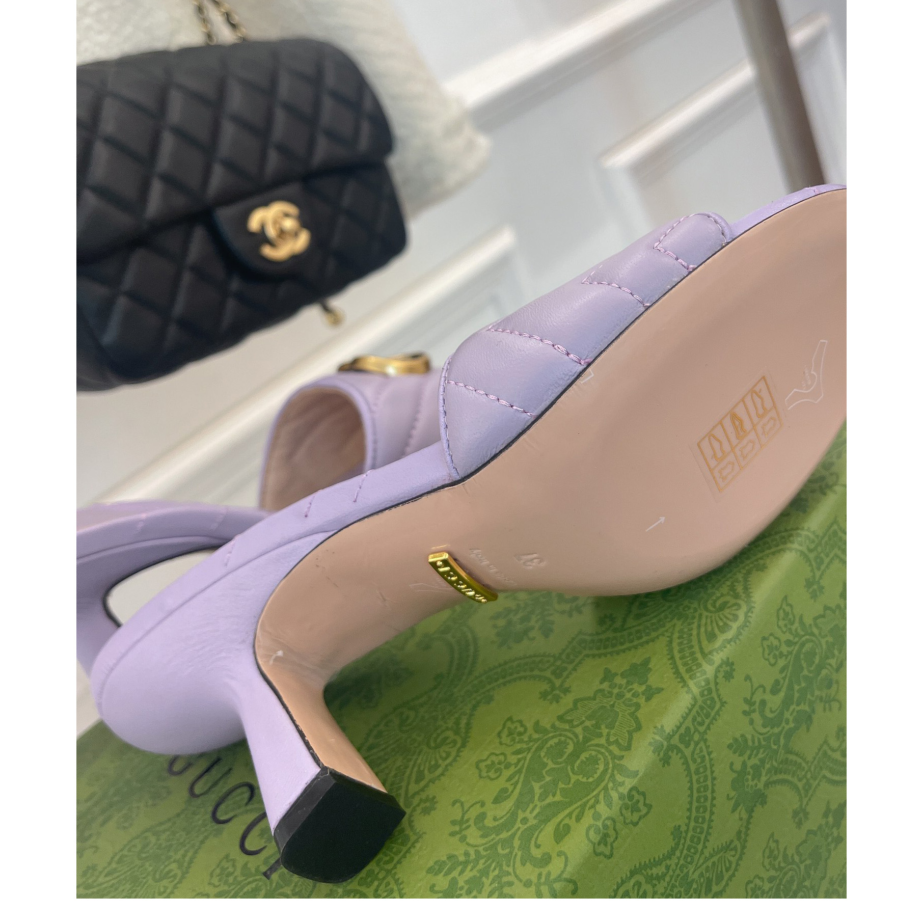 Gucci Women's Double G Slide Sandal With Heel Height Of 7.5cm - 