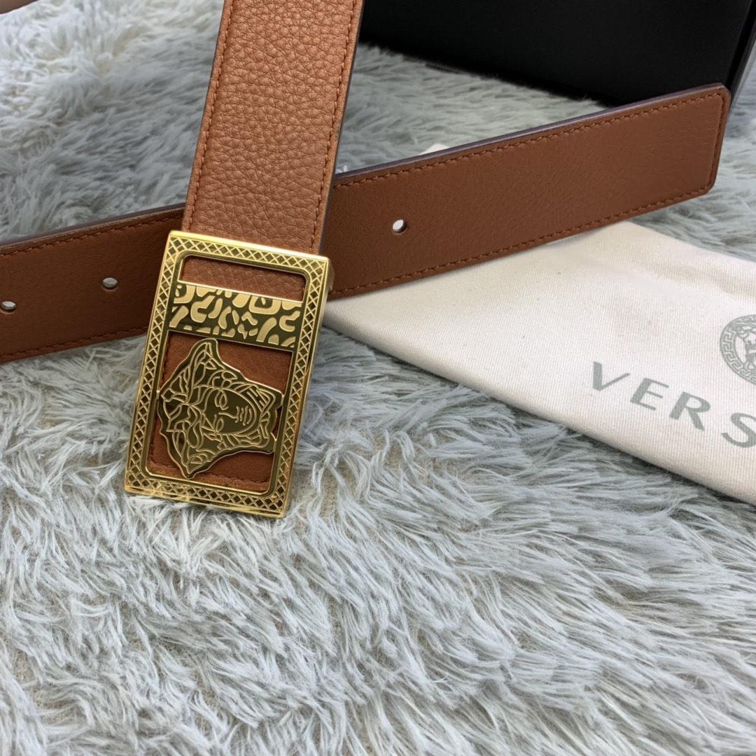 Versace Medusa Head Leather Belt  35mm - PerfectKickZ
