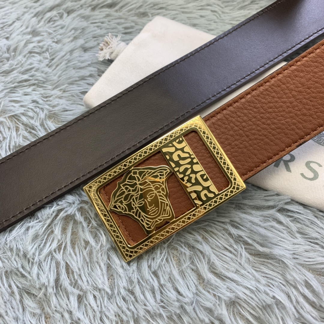 Versace Medusa Head Leather Belt  35mm - PerfectKickZ