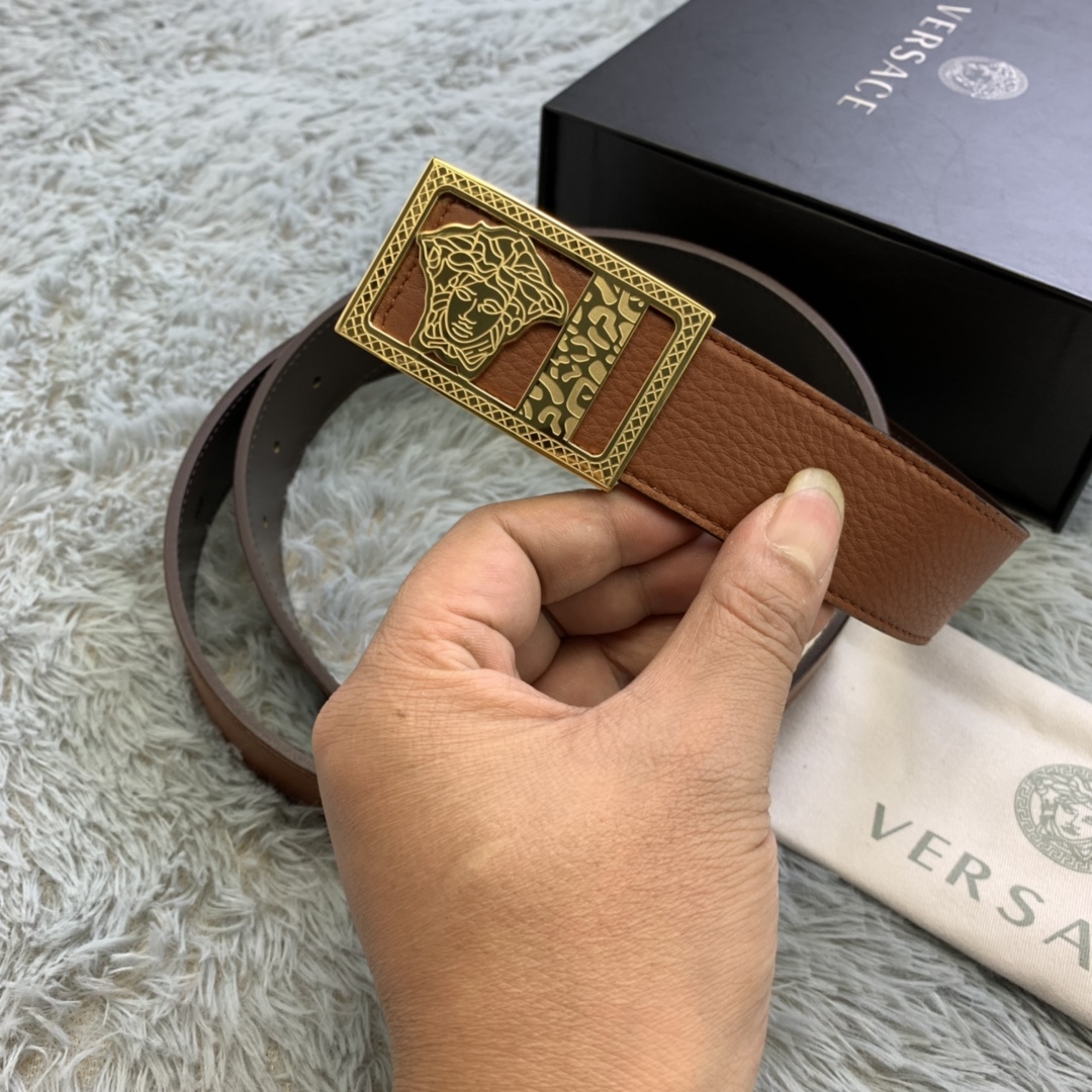 Versace Medusa Head Leather Belt  35mm - PerfectKickZ