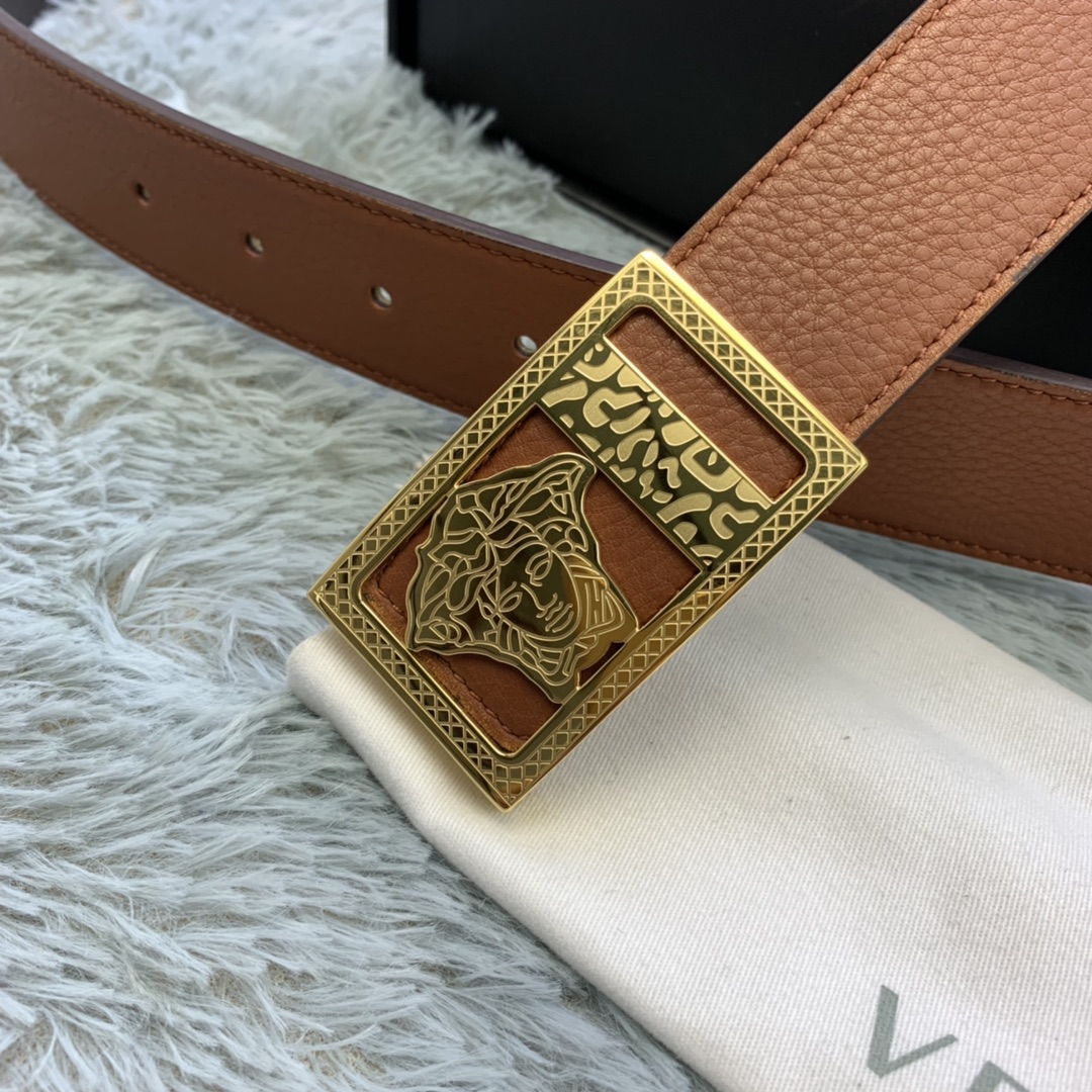Versace Medusa Head Leather Belt  35mm - PerfectKickZ