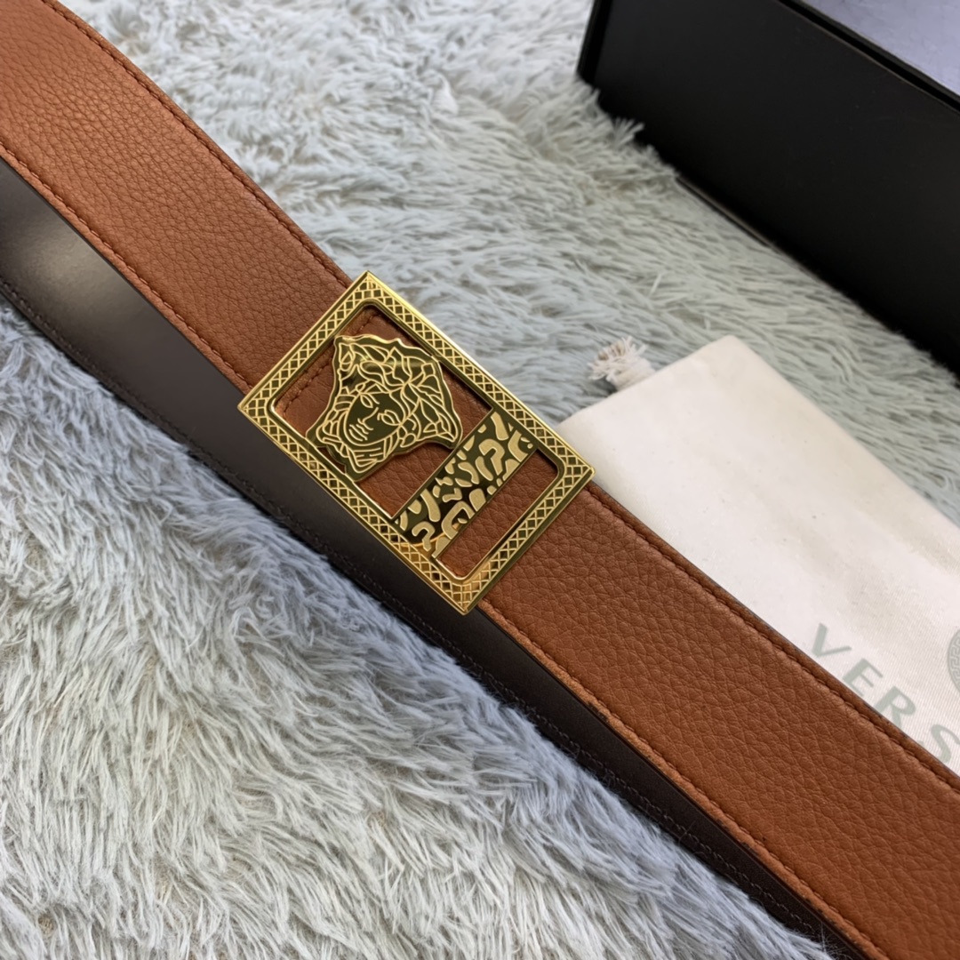 Versace Medusa Head Leather Belt  35mm - PerfectKickZ