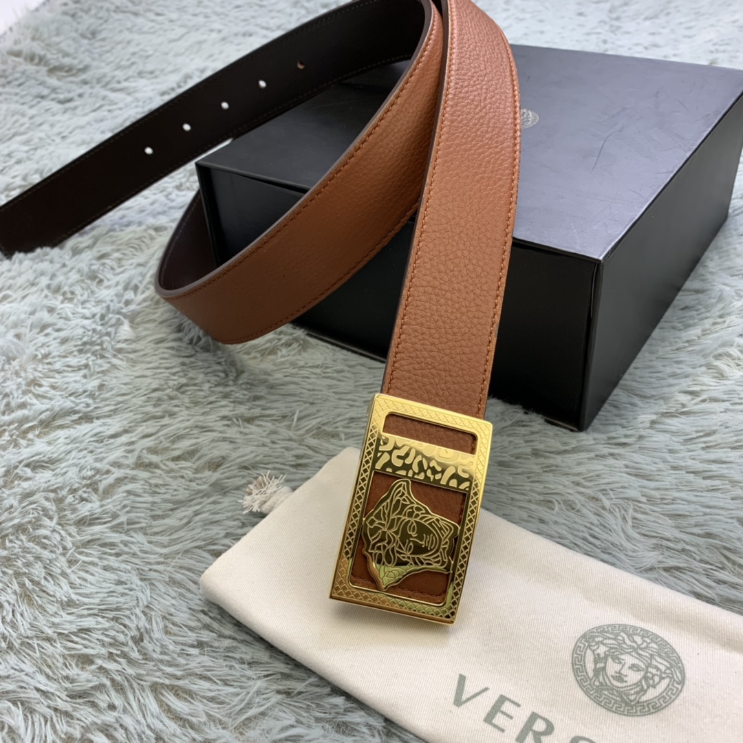 Versace Medusa Head Leather Belt  35mm - PerfectKickZ