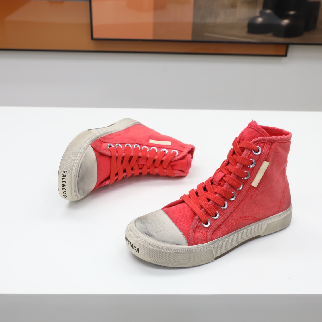 Balenciaga Men's  Paris High Top Sneaker In Red - PerfectKickZ