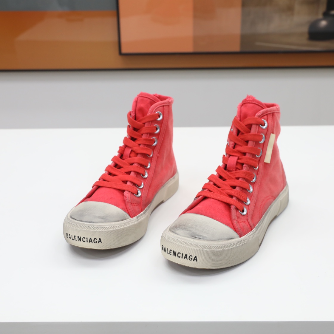 Balenciaga Men's  Paris High Top Sneaker In Red - PerfectKickZ