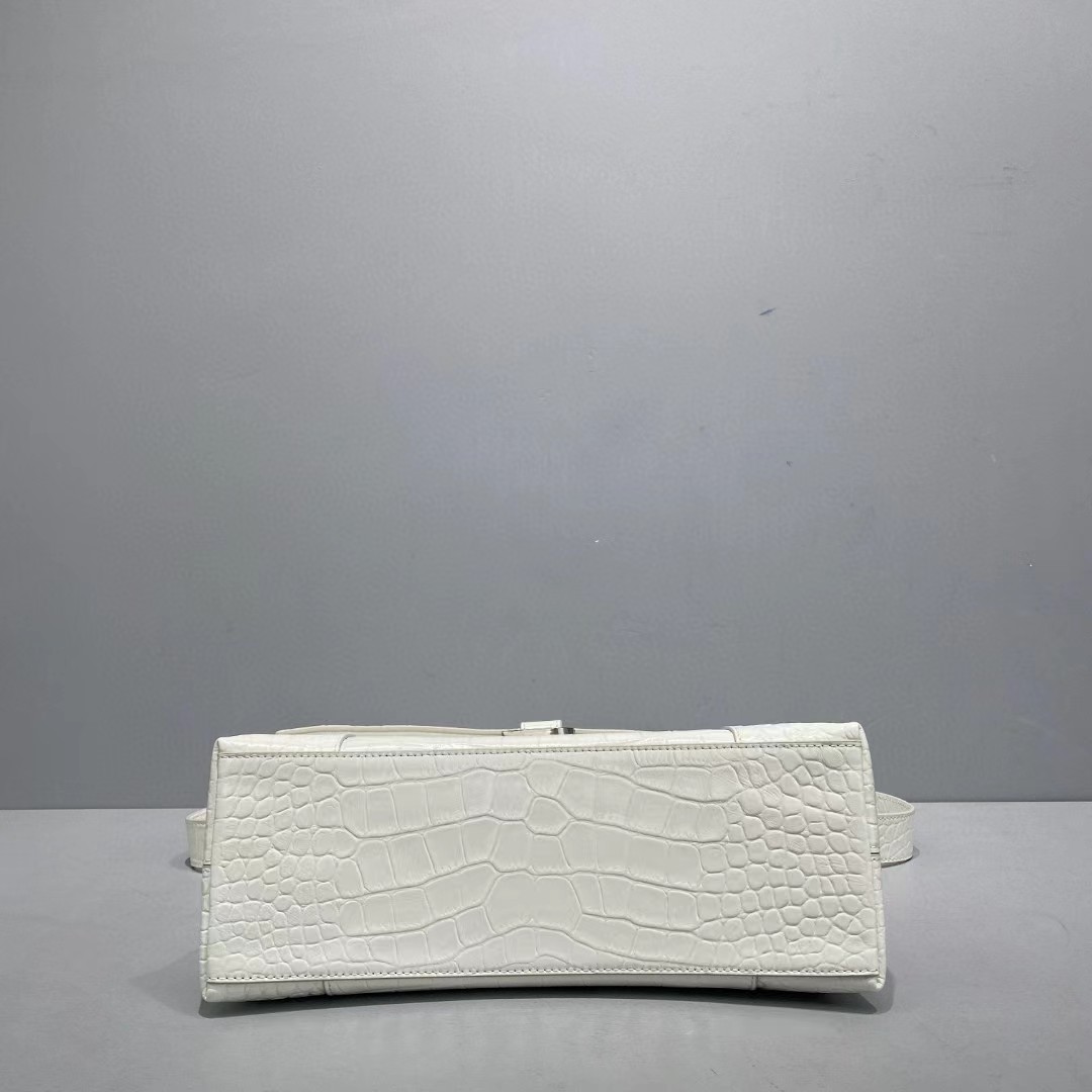 Balenciaga Women's Downtown Small Shoulder Bag Crocodile Embossed In White（29-18-10CM） - PerfectKickZ