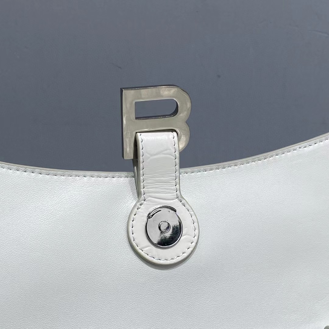 Balenciaga Women's Downtown Small Shoulder Bag Crocodile Embossed In White（29-18-10CM） - PerfectKickZ