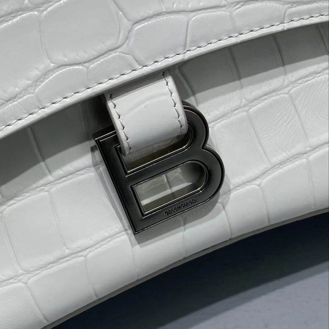 Balenciaga Women's Downtown Small Shoulder Bag Crocodile Embossed In White（29-18-10CM） - PerfectKickZ