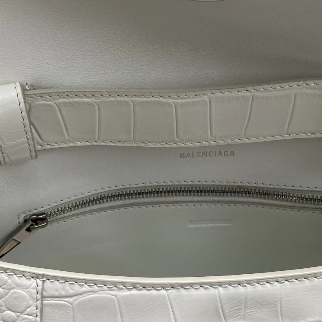 Balenciaga Women's Downtown Small Shoulder Bag Crocodile Embossed In White（29-18-10CM） - PerfectKickZ
