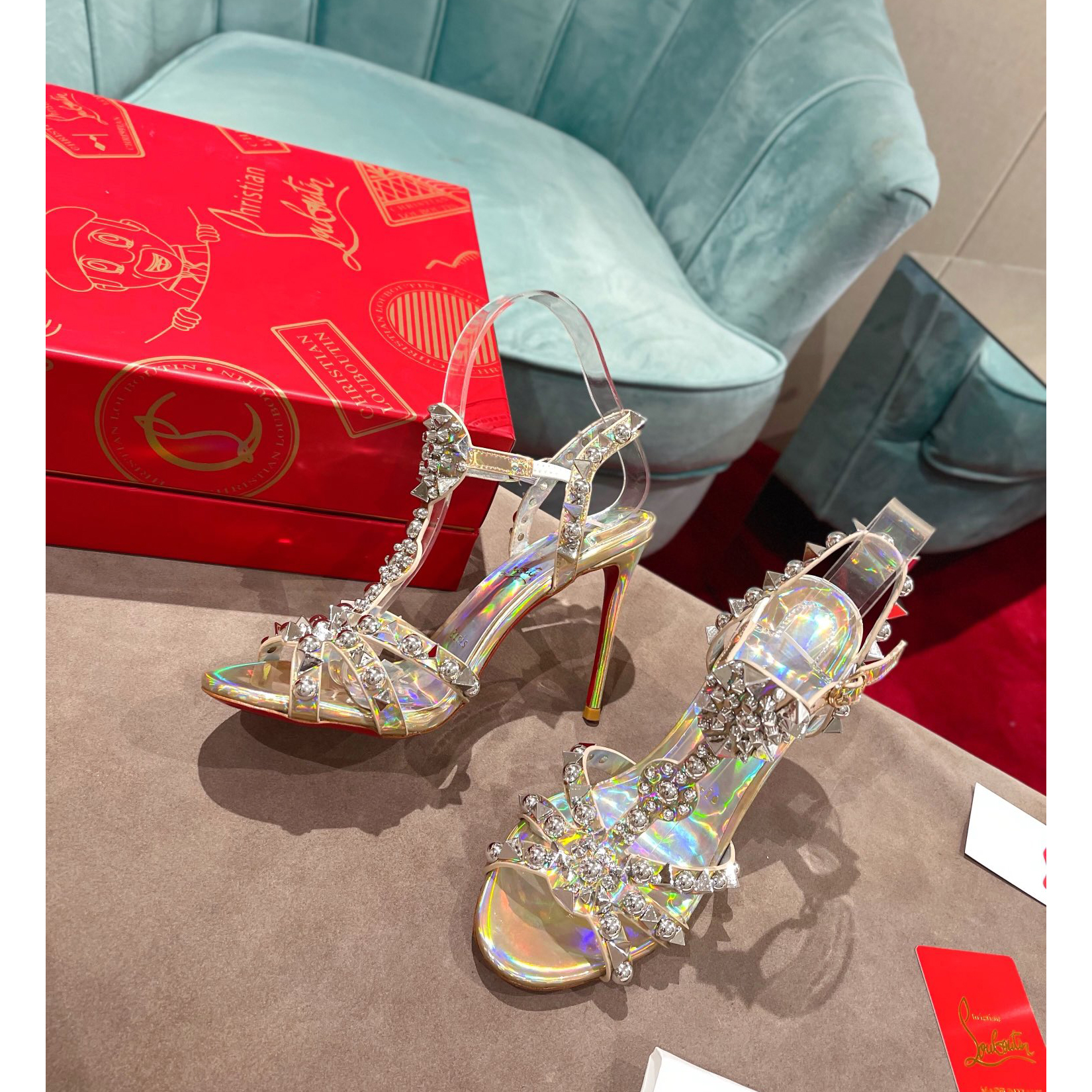 Christian Louboutin Silver Sandal（10cm Heel Height） - PerfectKickZ