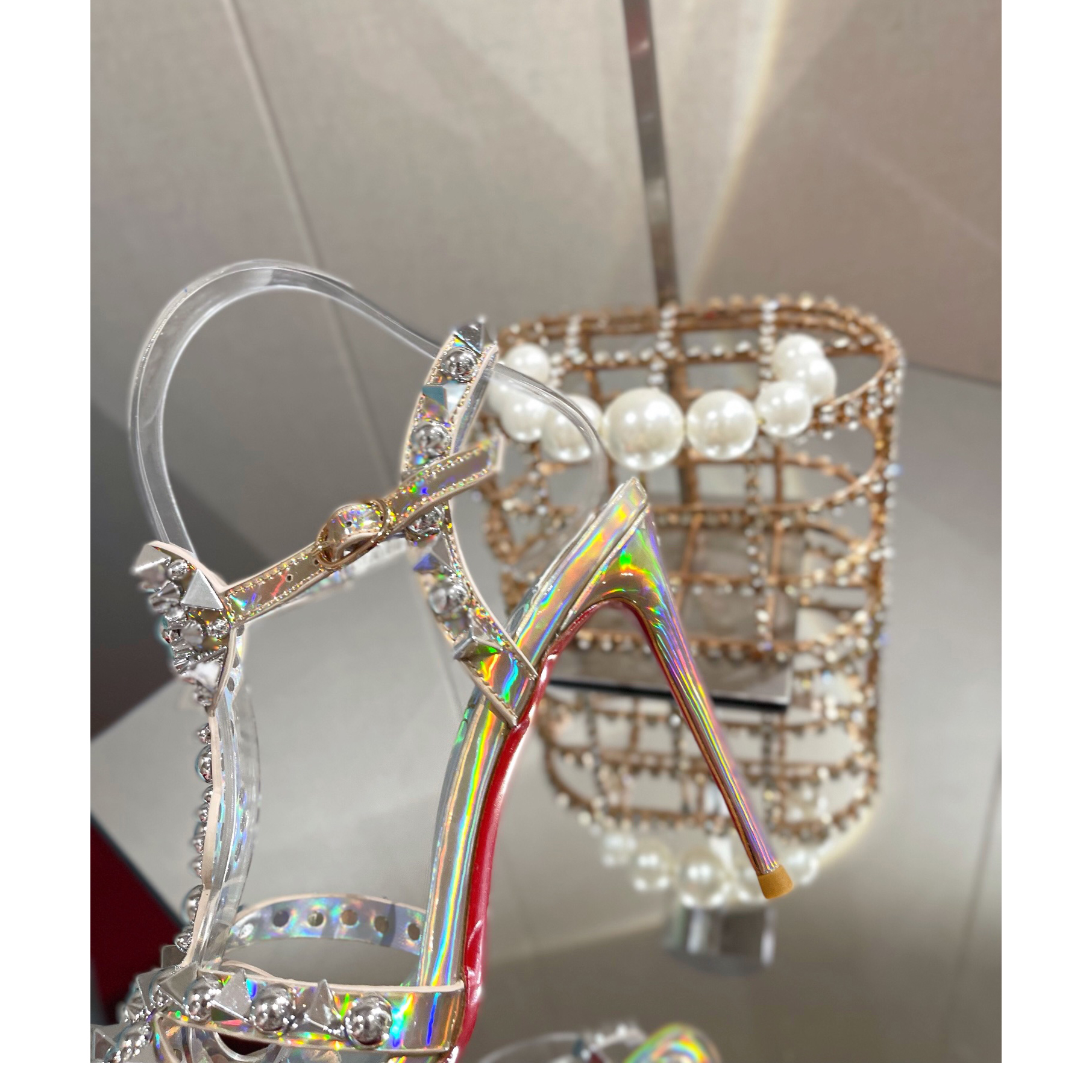 Christian Louboutin Silver Sandal（10cm Heel Height） - PerfectKickZ
