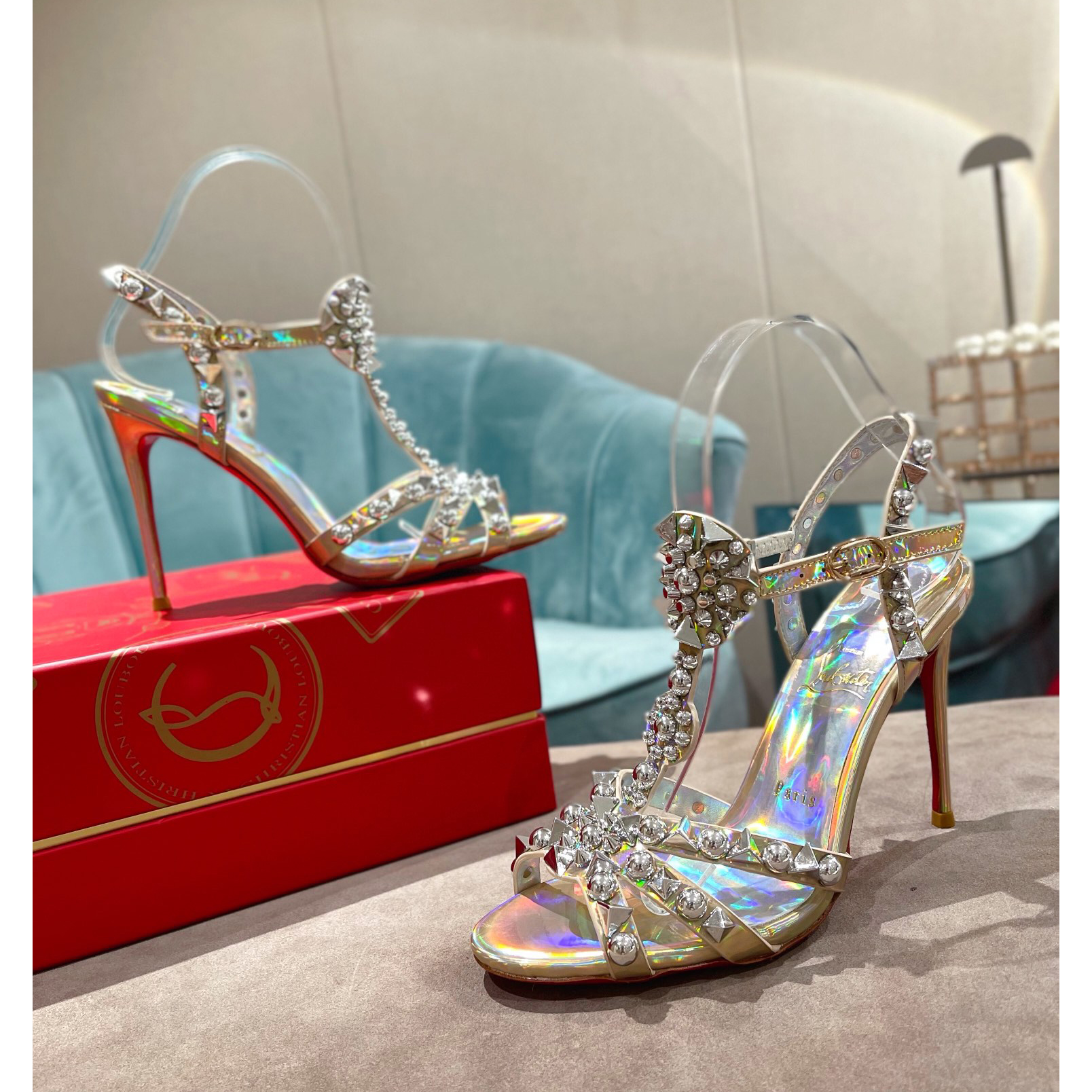 Christian Louboutin Silver Sandal（10cm Heel Height） - PerfectKickZ