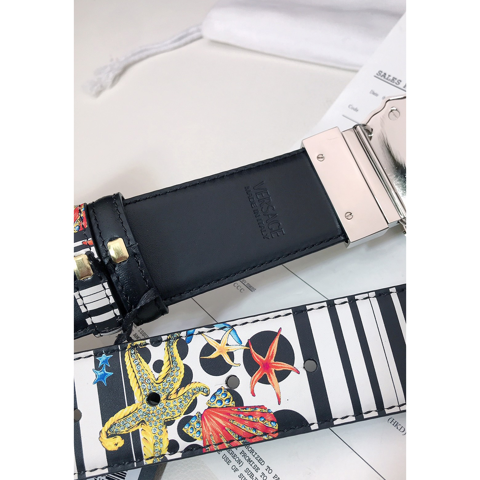 Versace Marine Organism Print 40 MM Belt  - PerfectKickZ