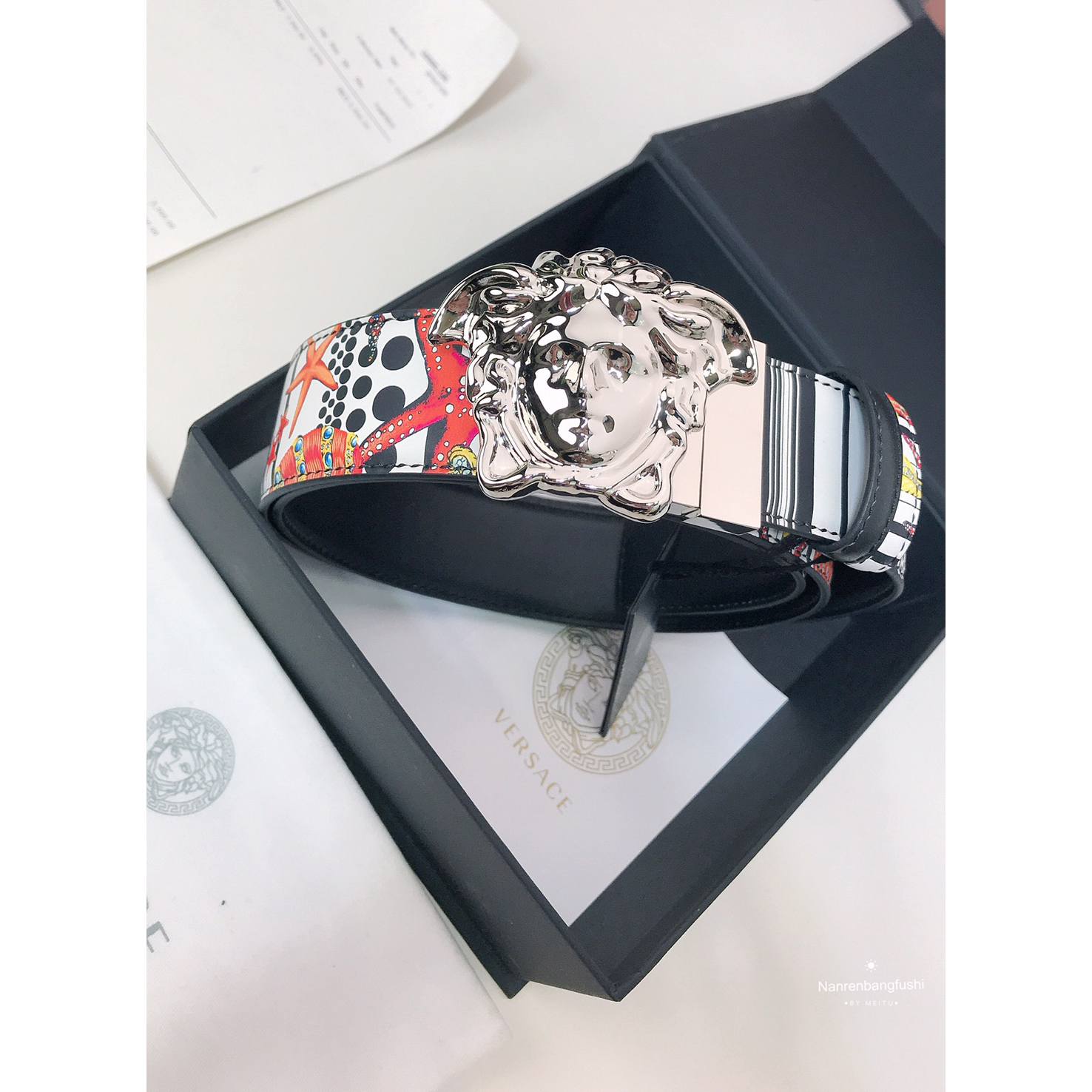 Versace Marine Organism Print 40 MM Belt  - PerfectKickZ