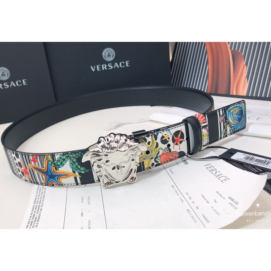 Versace Marine Organism Print 40 MM Belt  - PerfectKickZ