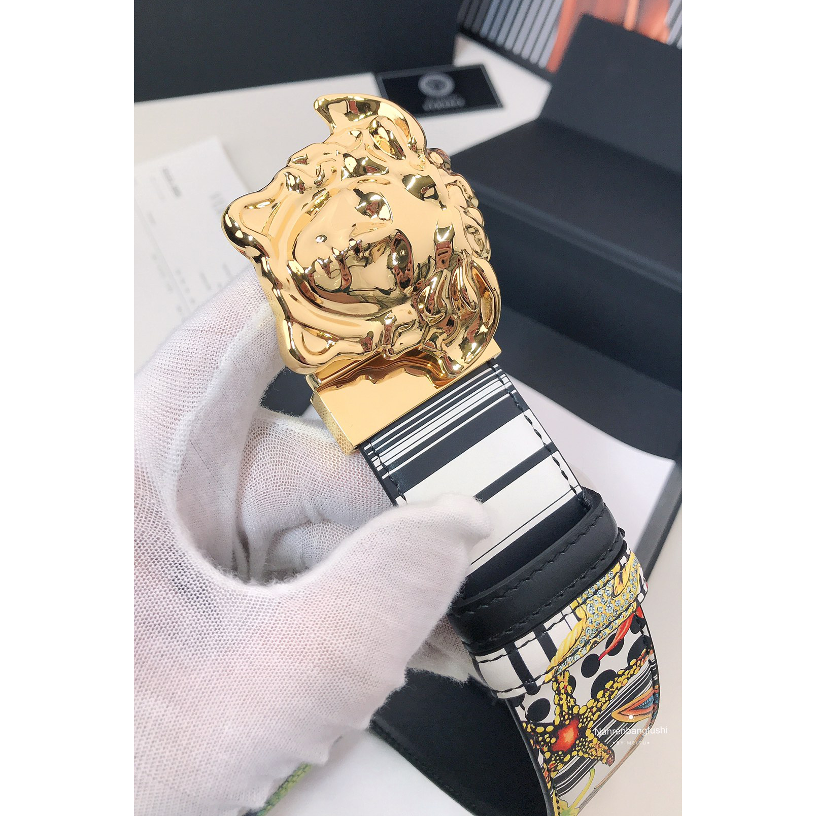 Versace Marine Organism Print 40 MM Belt  - PerfectKickZ