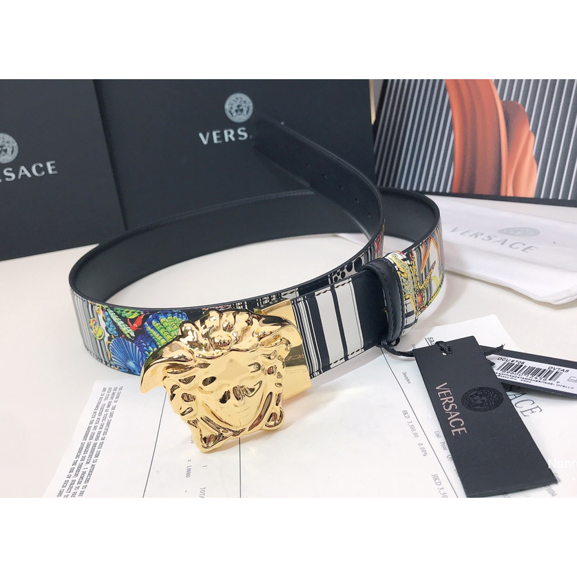Versace Marine Organism Print 40 MM Belt  - PerfectKickZ
