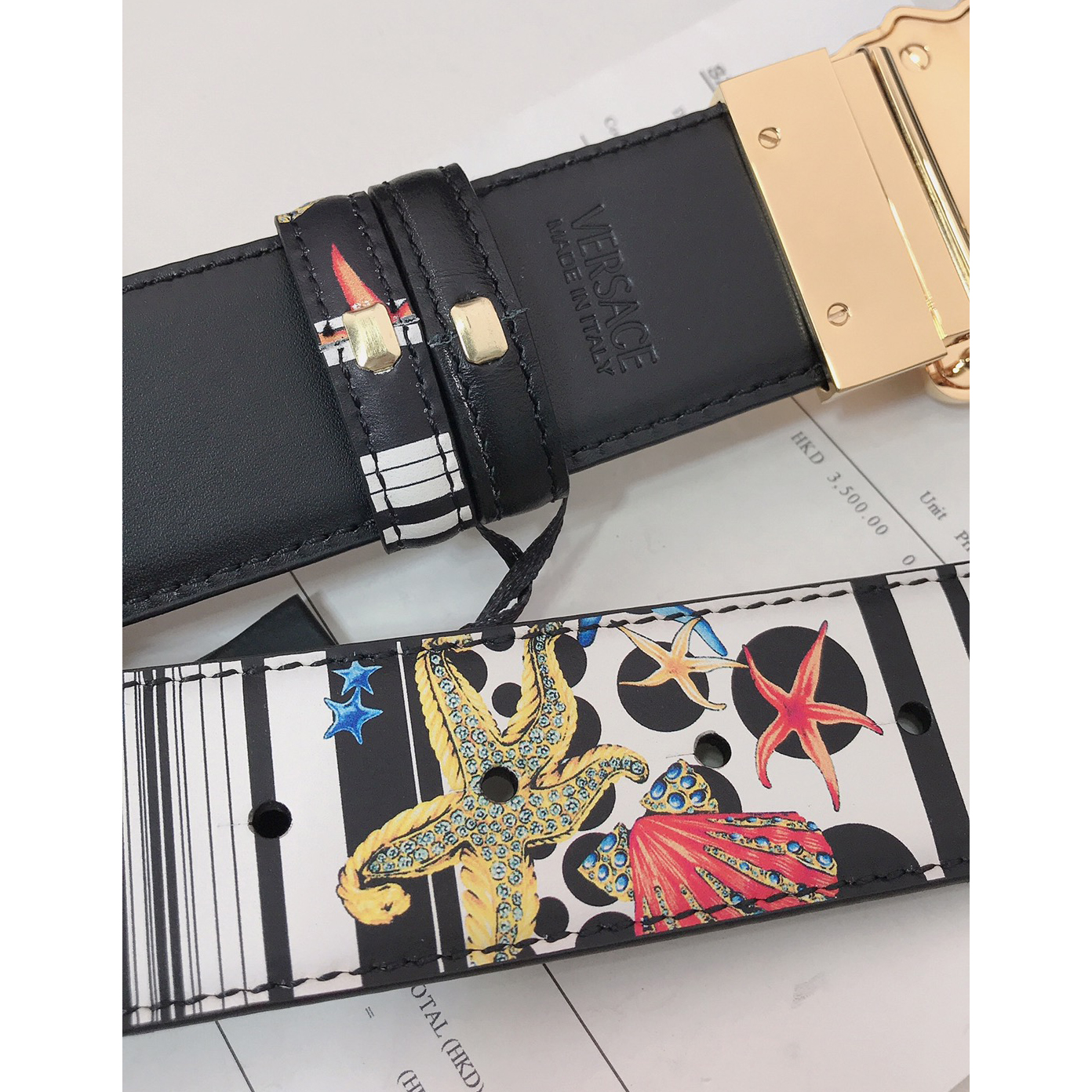 Versace Marine Organism Print 40 MM Belt  - PerfectKickZ